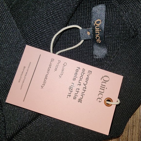 Quince Cropped Halter Ribbed Knit Tank NWT Black Small - Picture 4 of 6